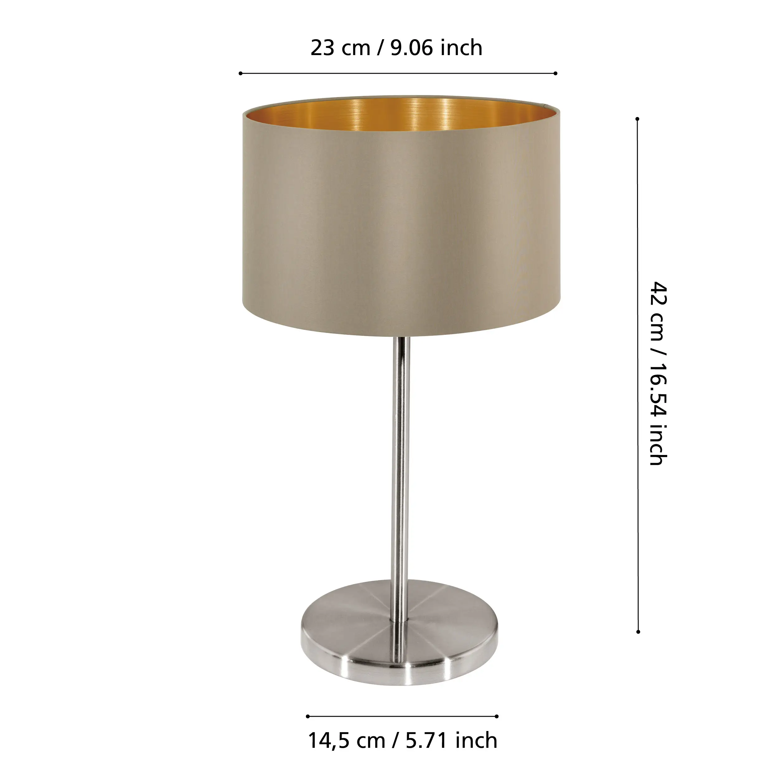 MASERLO Gold Fabric Shade Table Lamp - Image 2