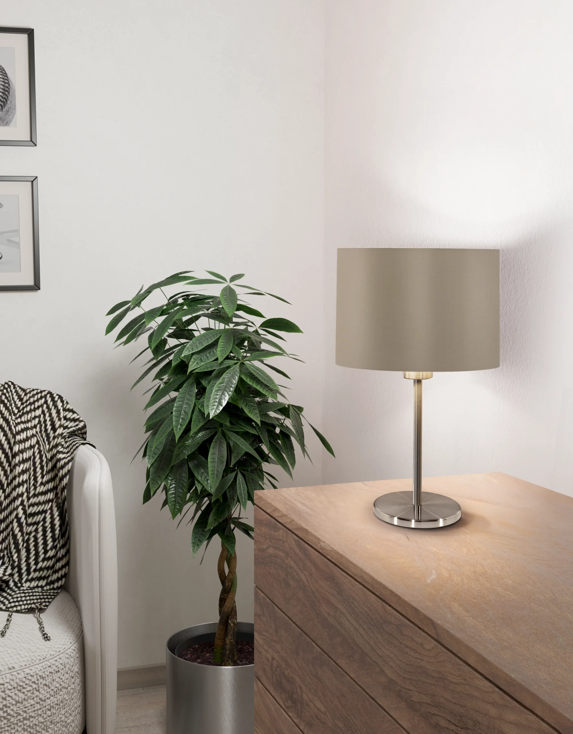 MASERLO Gold Fabric Shade Table Lamp