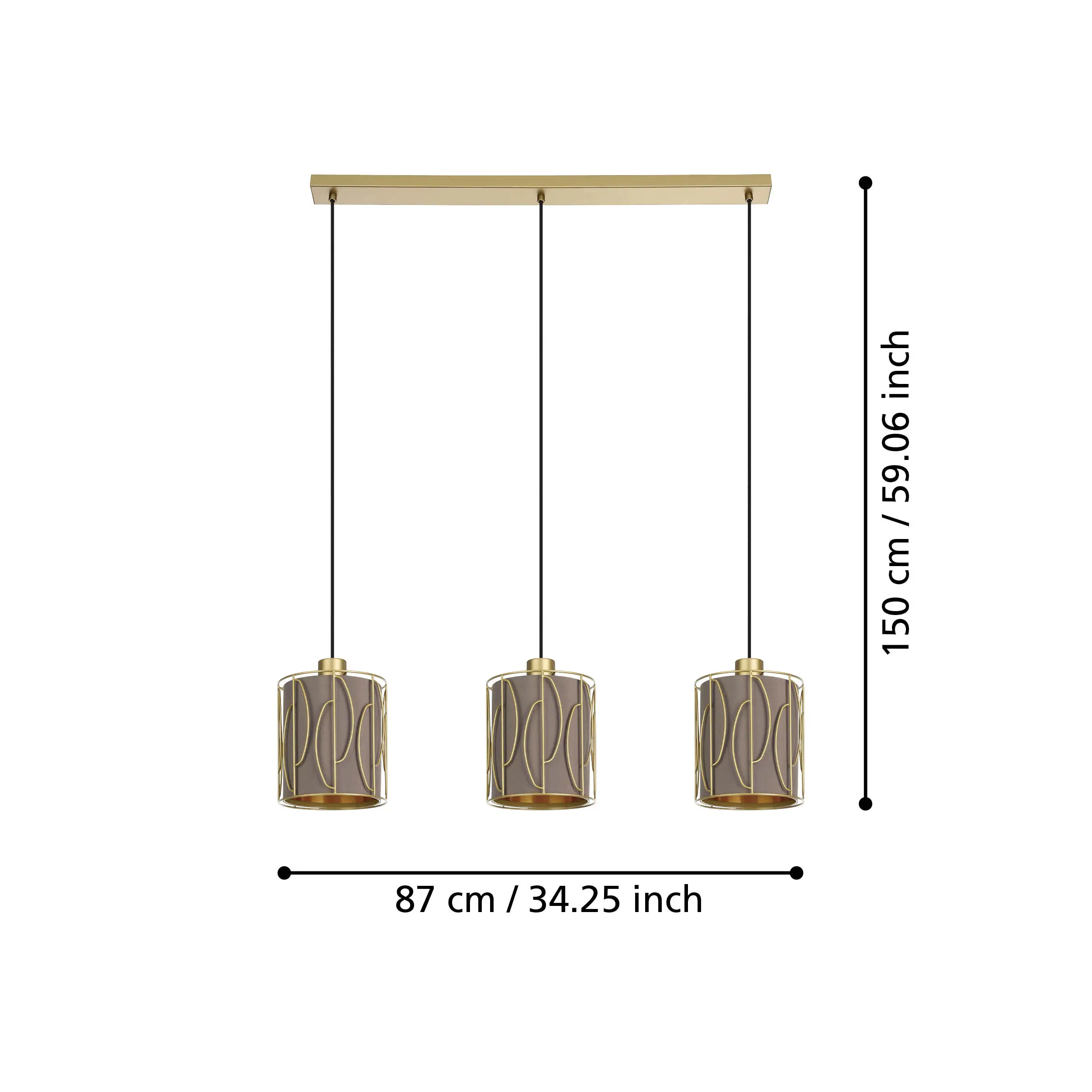 Corojal 3‑Lamp E27 Pendant Lamp - Image 4