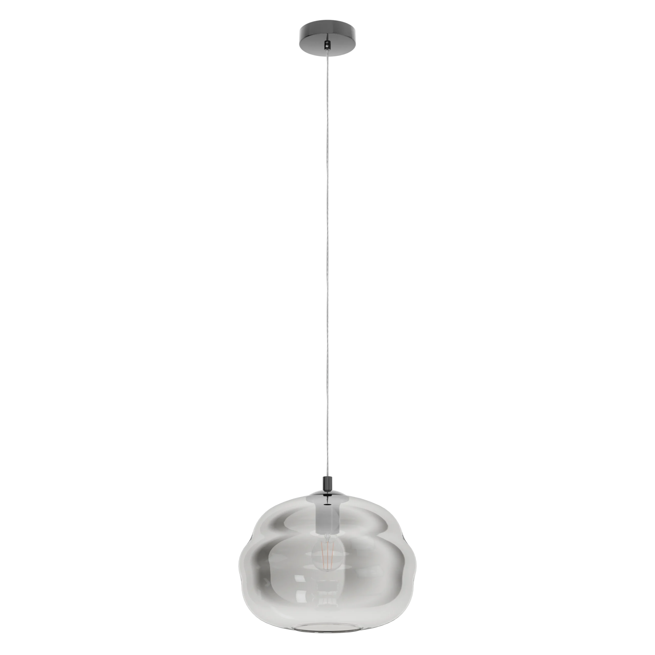 DOGATO Chrome & Nickel‑Nero Steel with Black Transparent Vaporized Glass Pendant-Lamp