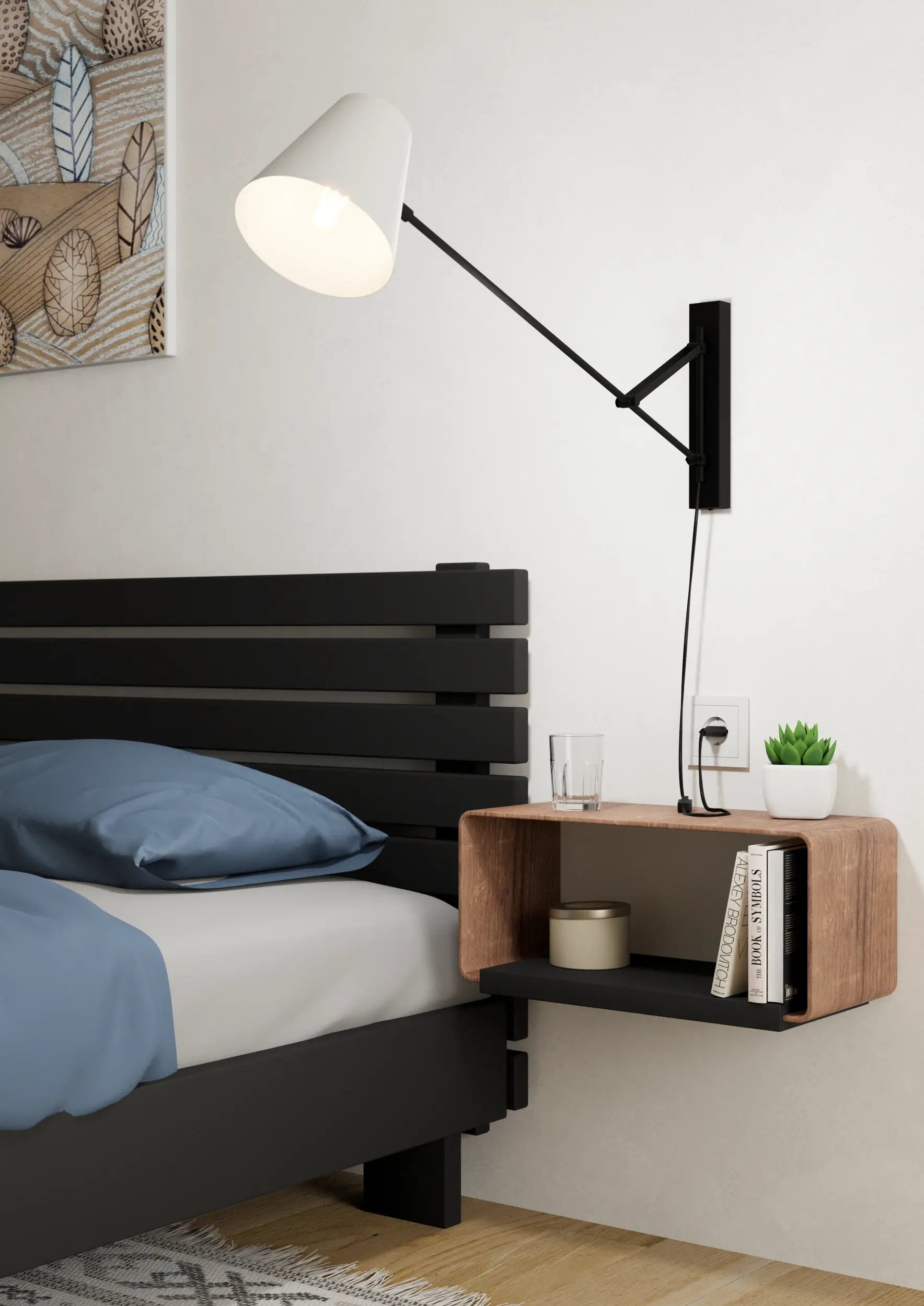 Forcadet Black & Grey Swivel E27 Wall Light