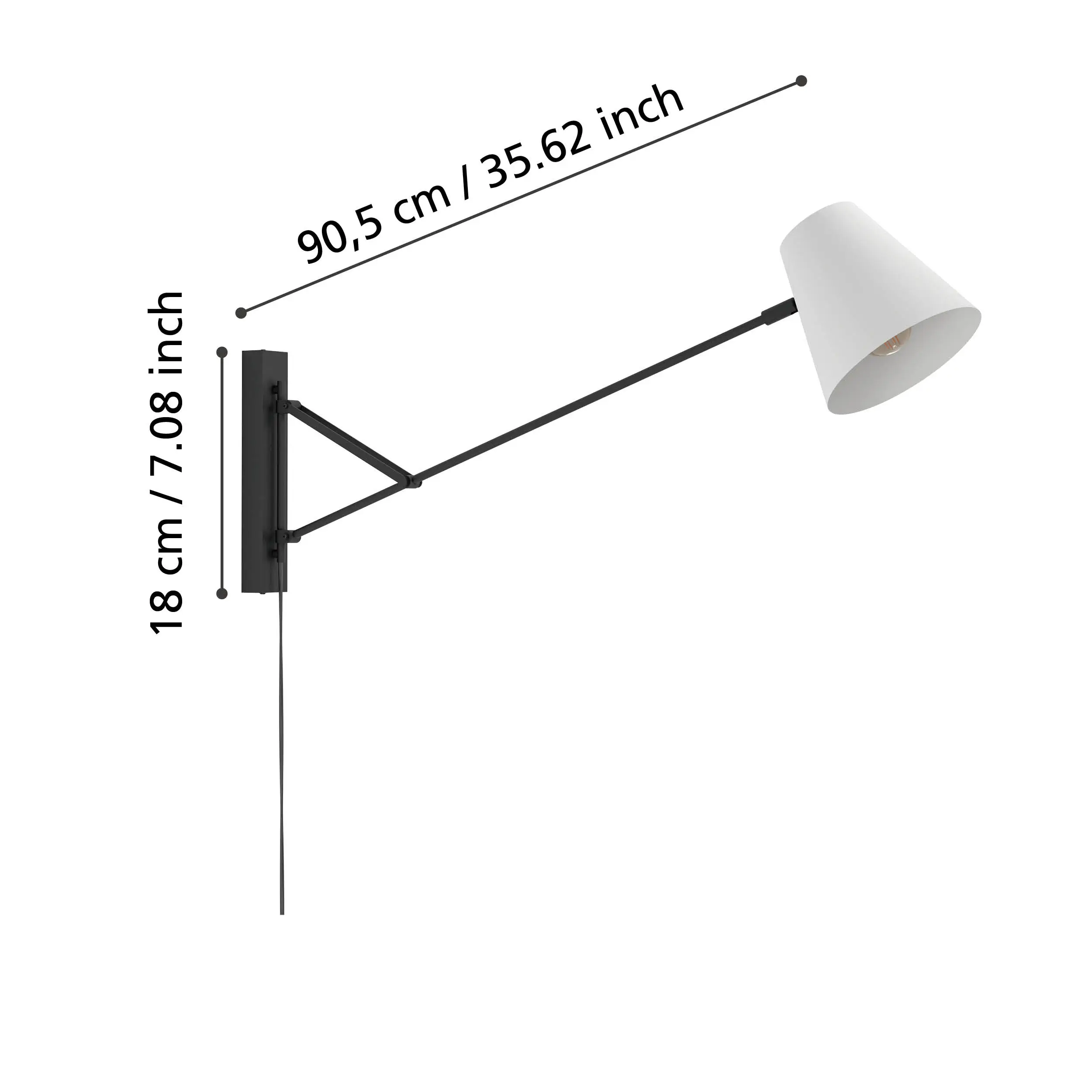 Forcadet Black & Grey Swivel E27 Wall Light - Image 4