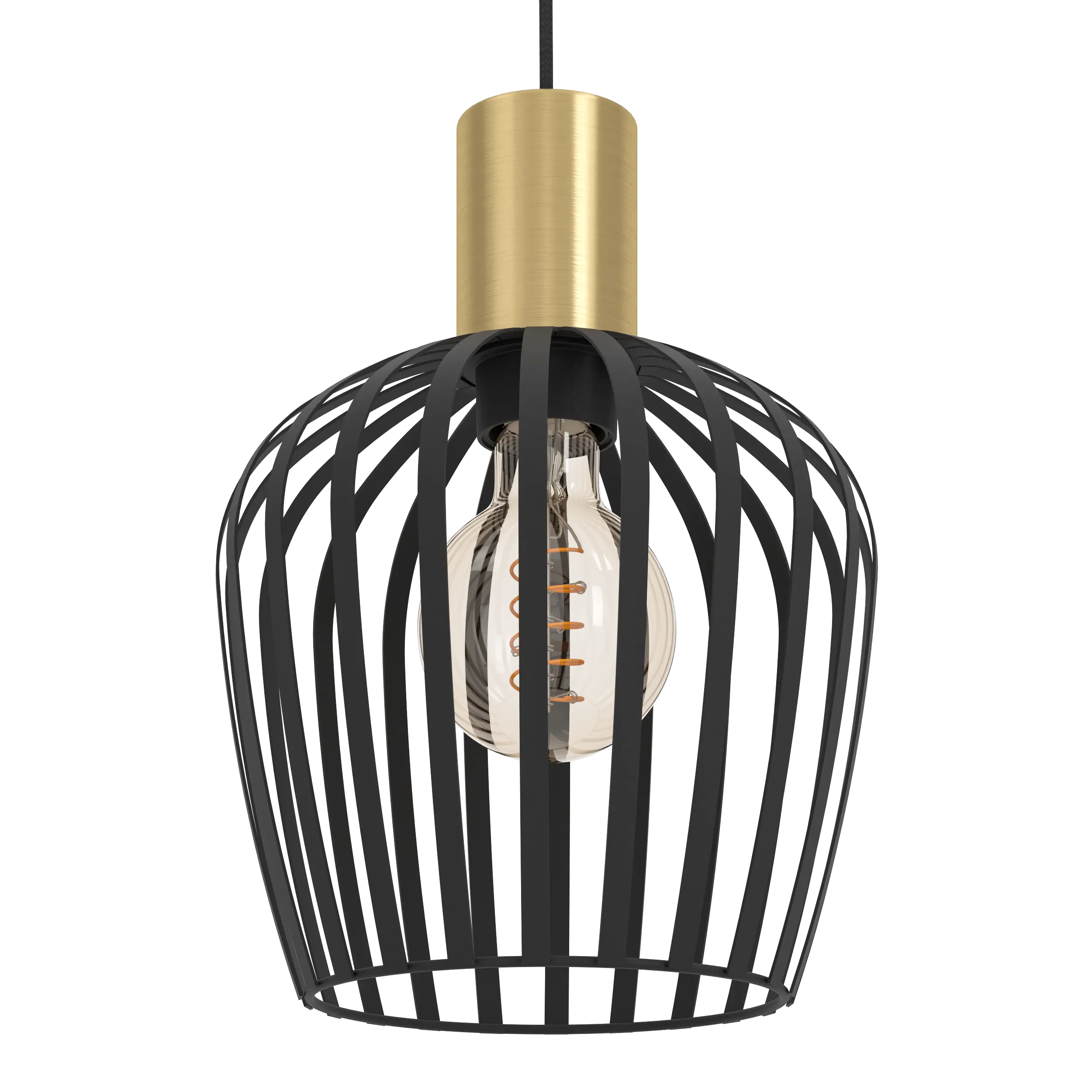 Empoli Black Steel Pendant Lamp with Brushed Brass Fitting - Image 2