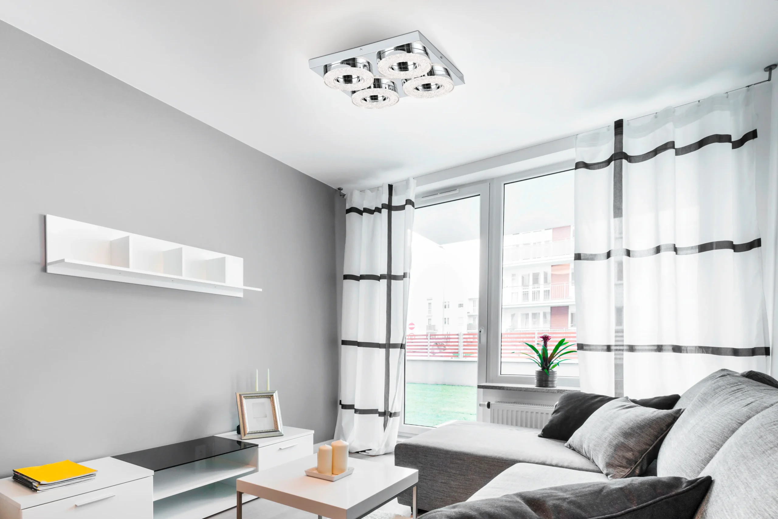 FRADELO Chrome 4‑Light LED Wall/Ceiling Fixture