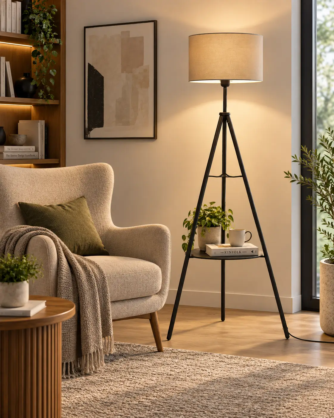 TERRA Floor Lamp With Taupe Shade - Image 5