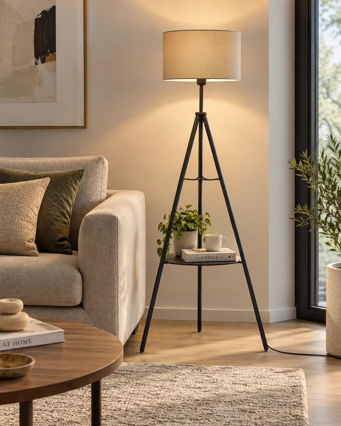 TERRA Floor Lamp With Taupe Shade